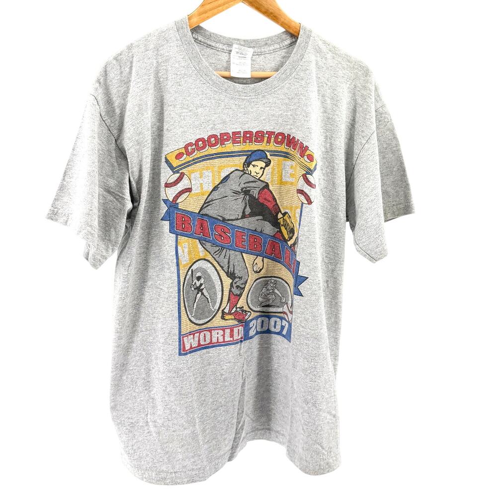 Gildan Gray Cooperstown Baseball World 2007 Hall Of Fame Graphic T-Shirt